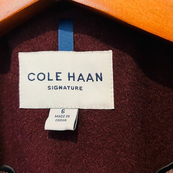 Cole Haan Signature Wrap Coat Women's size 6 Wool Blend Tie Belt Long Sleeve - Picture 2 of 16